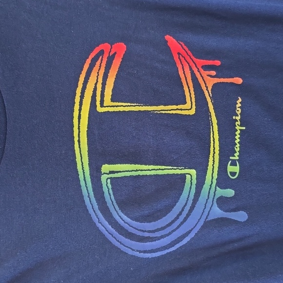 CHAMPION BRAND SIGNATURE BOYS DARK BLUE SHORT SLEEVE TEE-SHIRT SIZE MEDIUM 10-12 - Picture 5 of 15